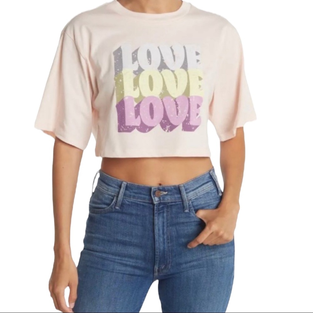 Abound Love Crop Graphic Tee In Pink Creole Love (L)